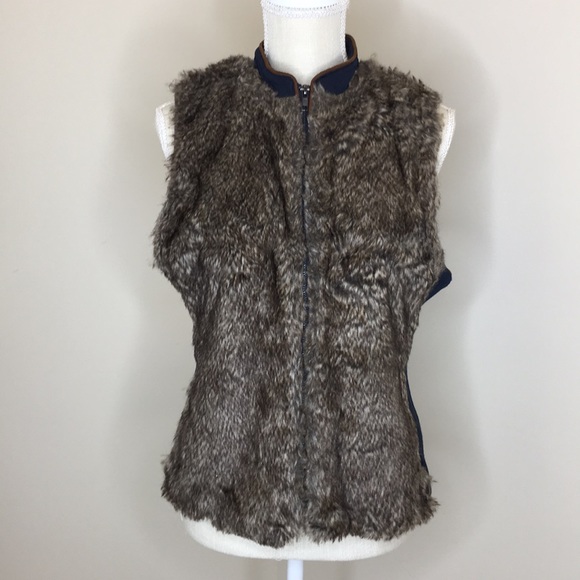 VINTAGE AMERICA FAUX FUR VEST SZ MISSY MEDIUM - Picture 1 of 7